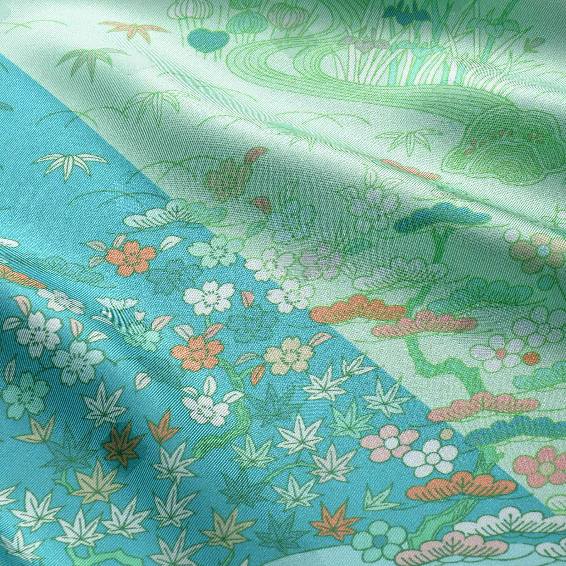1861高身長草花と茶屋辻文様訪問着　袷単品 訪問着 茶屋辻模様と草花図 友禅柄染め 本加工 お茶席着物 フォーマル